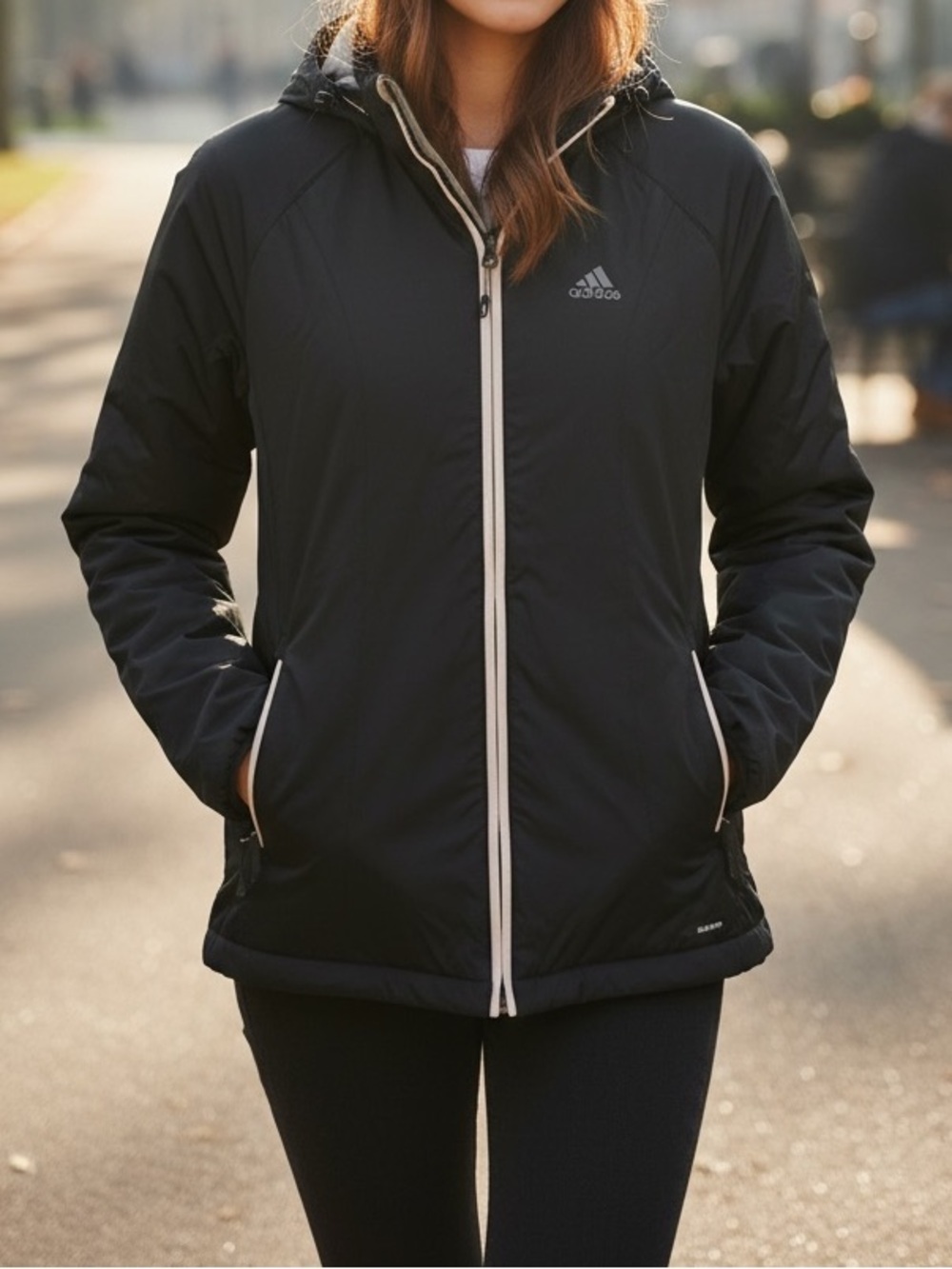 Adidas ClimaProof ClimaWarm Black Lightweight Athletic Jacket - Size Large
